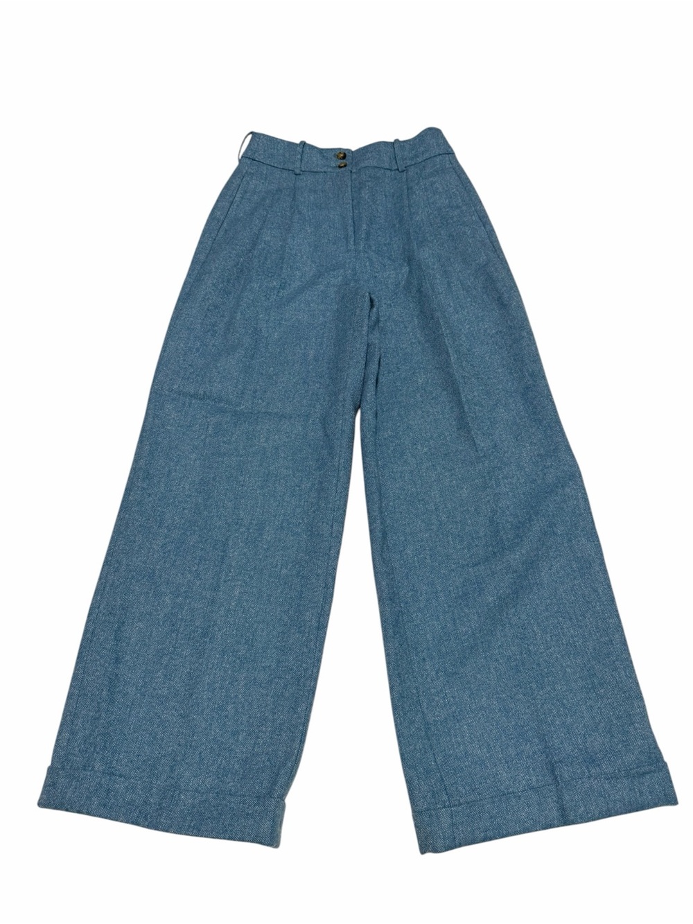J. Crew Collection 100% Wool Wide Leg Pleated Trouser Pants | Blue | Size 2